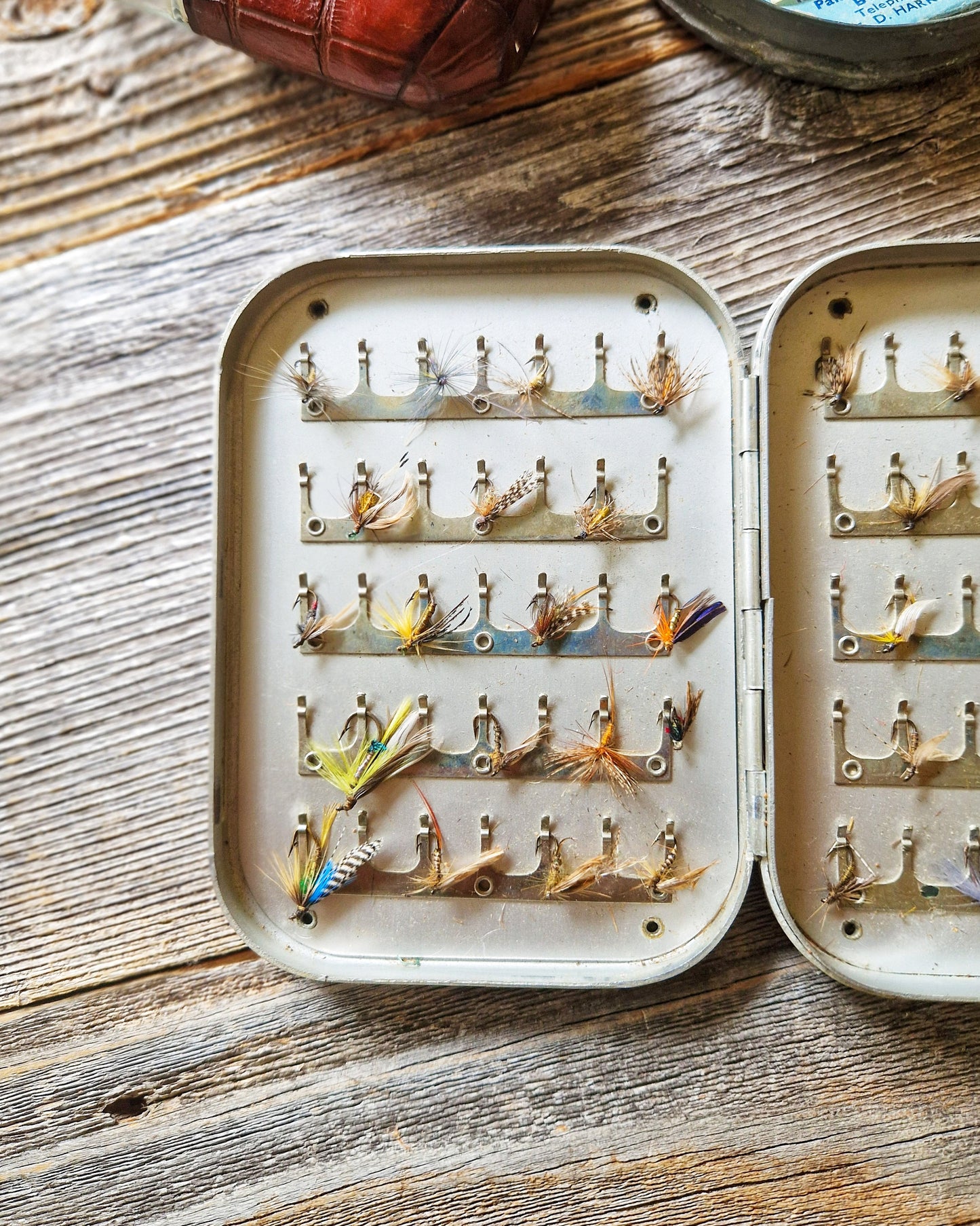 Vintage Wheatley Fly Box Model 1421 with 36 Trout Flies | Silmalloy Case, c. 1960-1975
