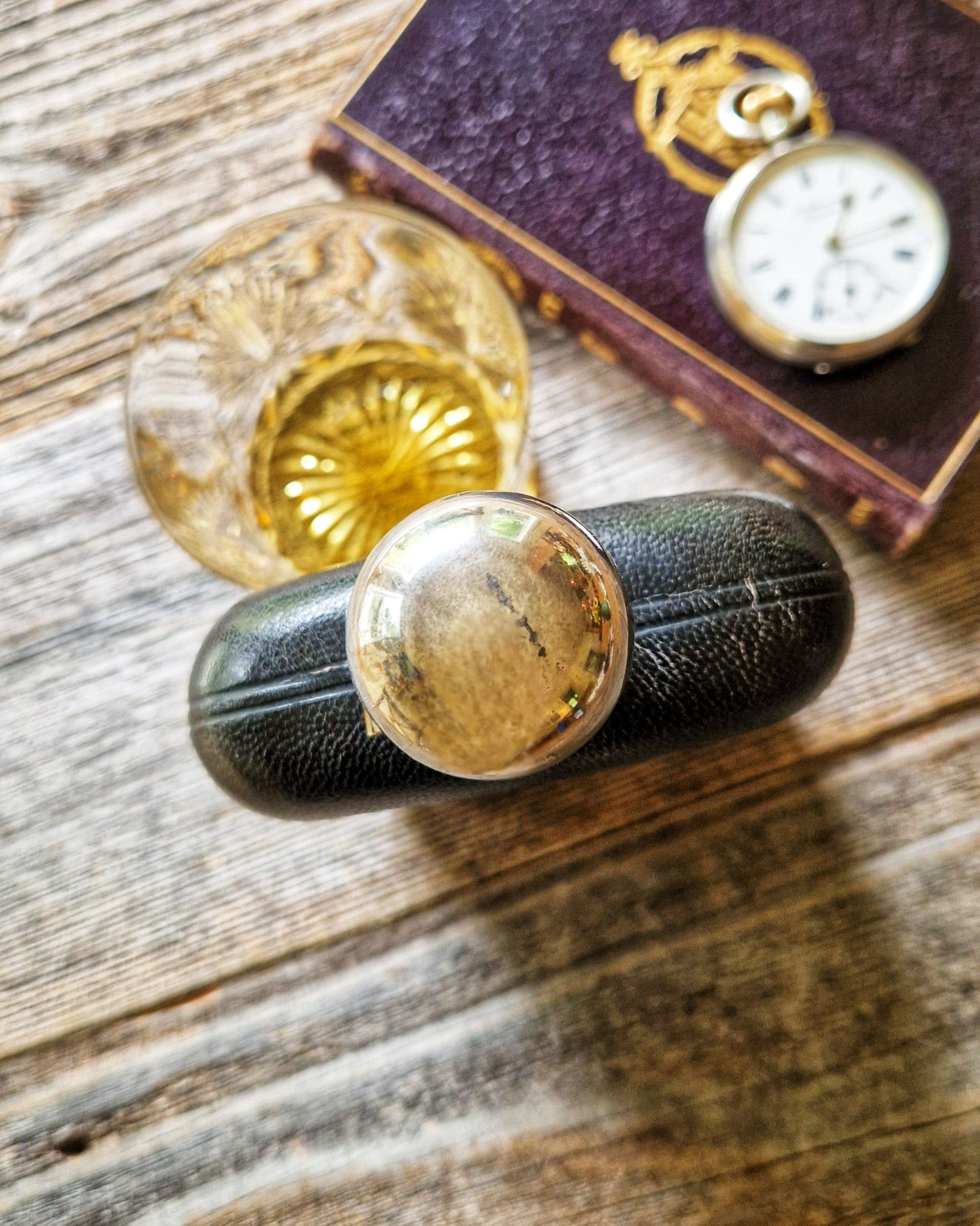 1920s James Dixon Hip Flask, Model 585A | Antique 6-Inch Flask in Black Leather & Silver Plate