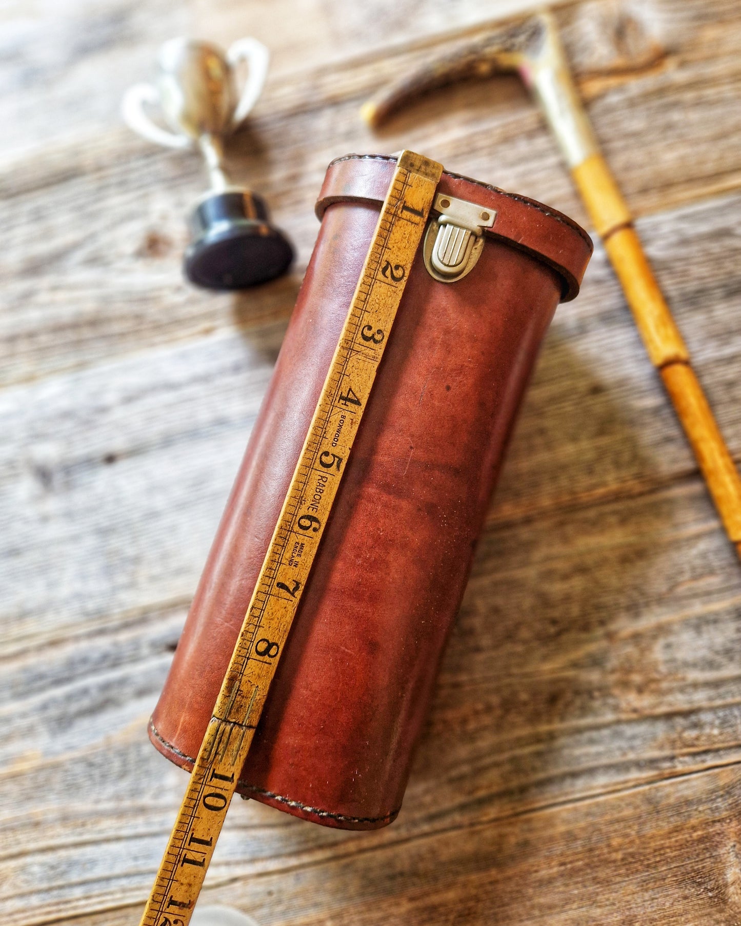 English Leather Flask Case c. 1900–1930 | Antique Equestrian Sporting Accessory