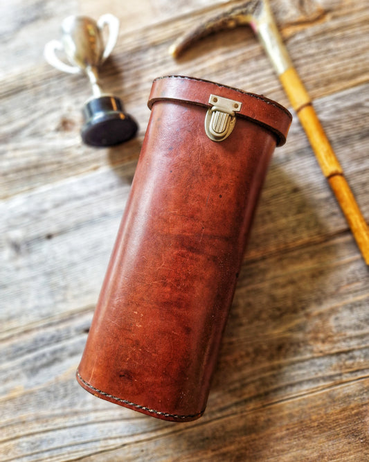 English Leather Flask Case c. 1900–1930 | Antique Equestrian Sporting Accessory