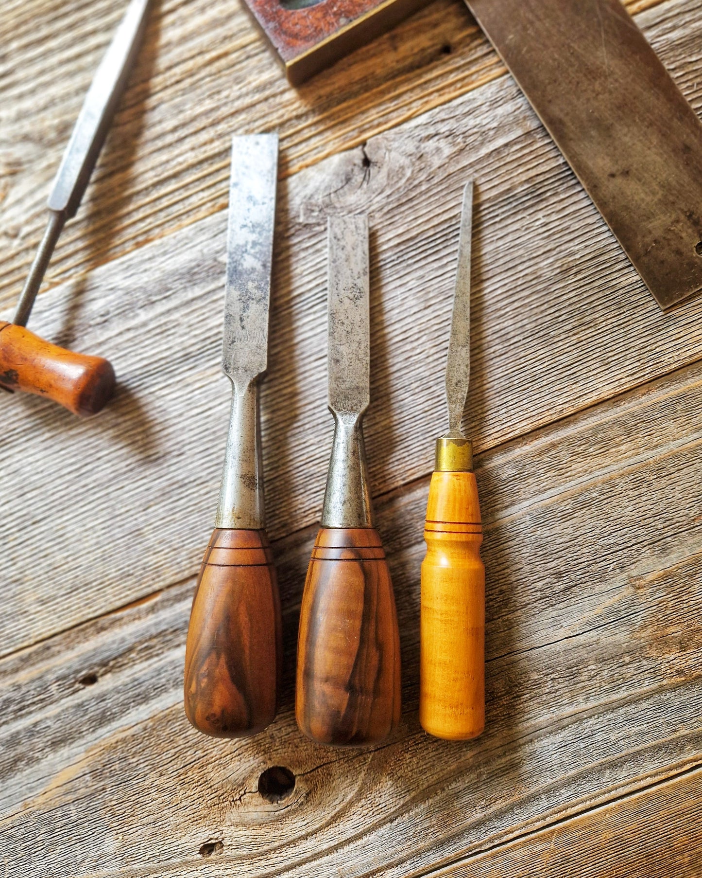 Set of 3 Woodworking Chisels including Marples, Sorby | Vintage Hand Tools c. 1935-1965
