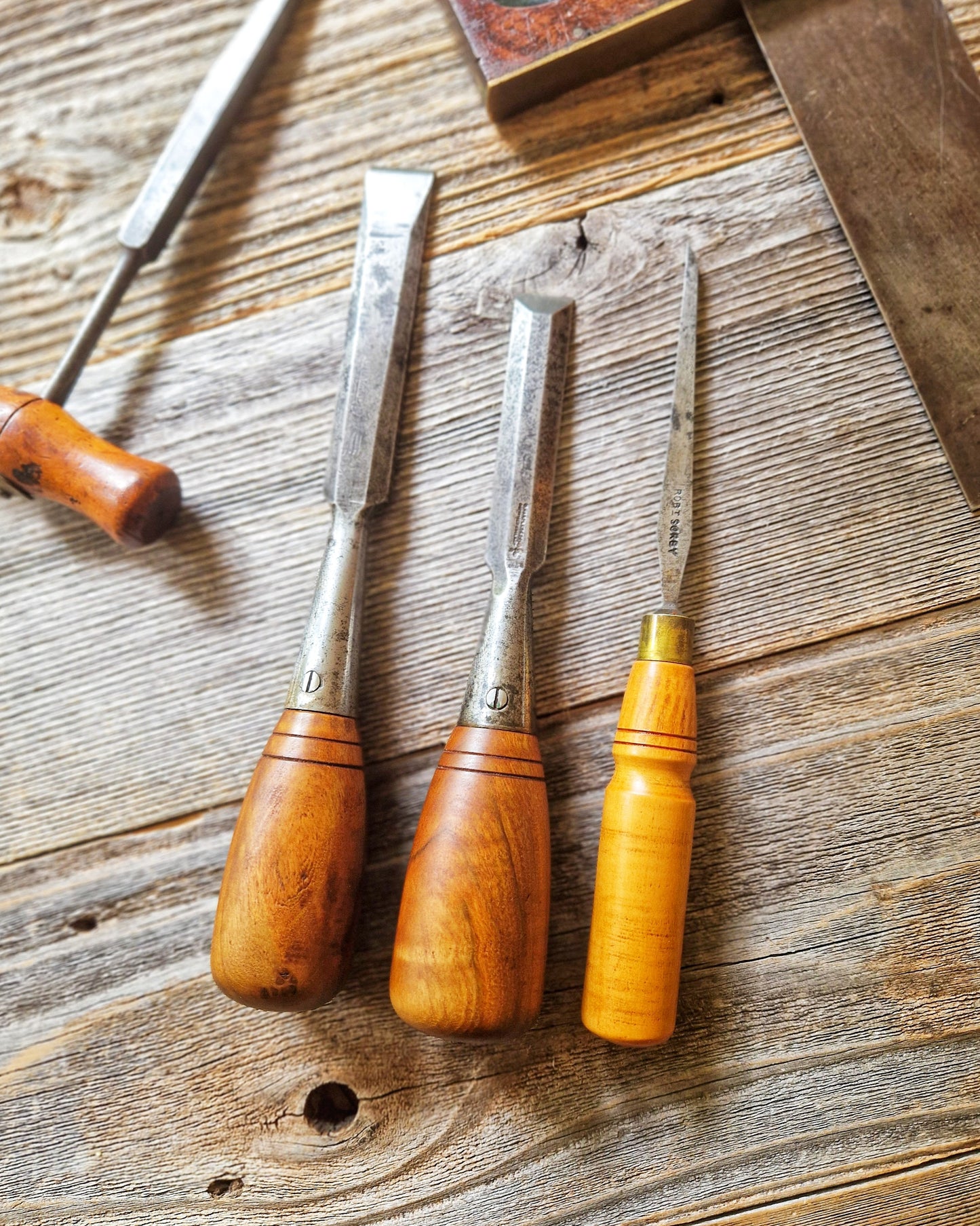 Set of 3 Woodworking Chisels including Marples, Sorby | Vintage Hand Tools c. 1935-1965