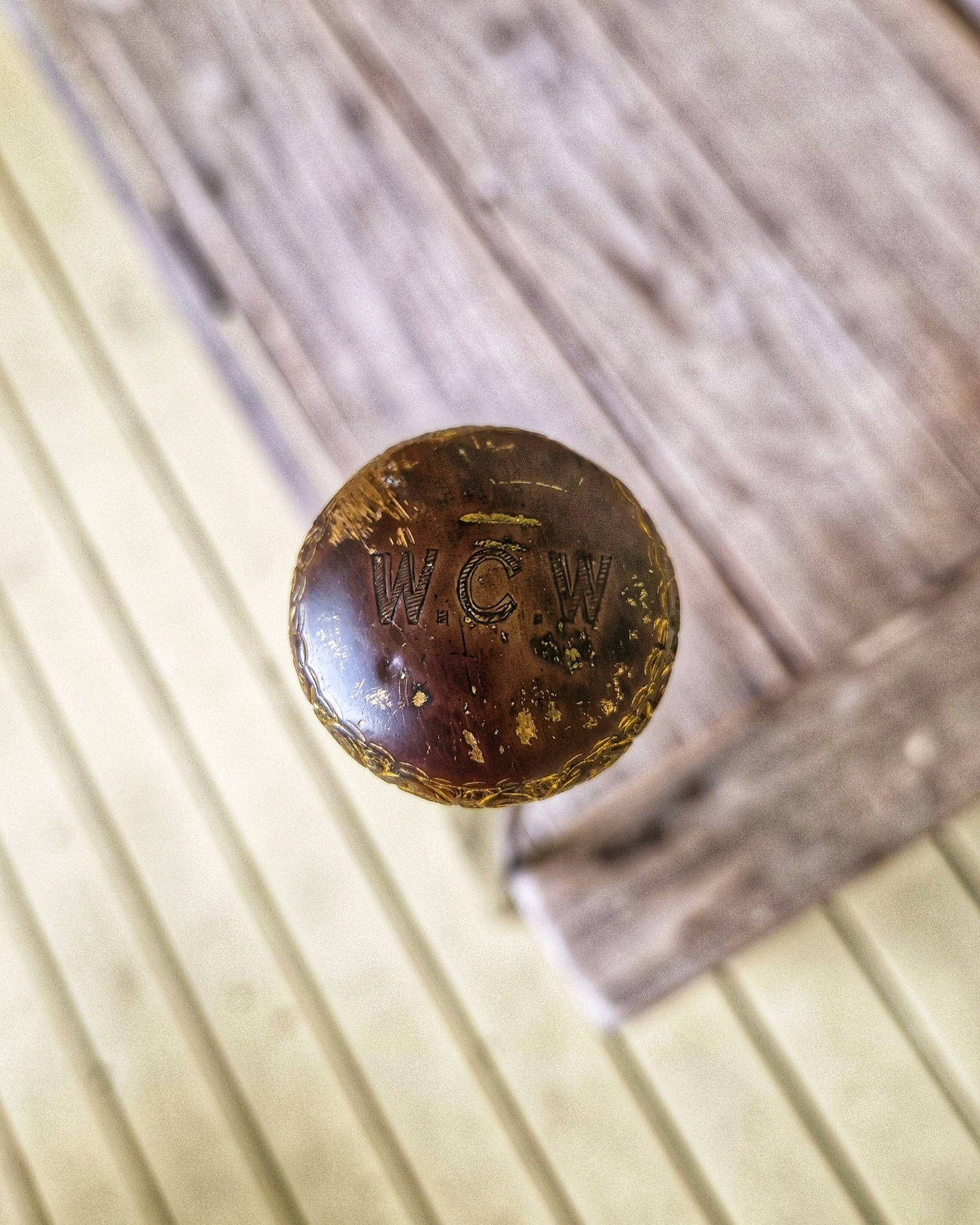 Antique Walking Cane with Gold-Plated Brass Knop and Ebonized Hardwood Shaft c. 1890-1910