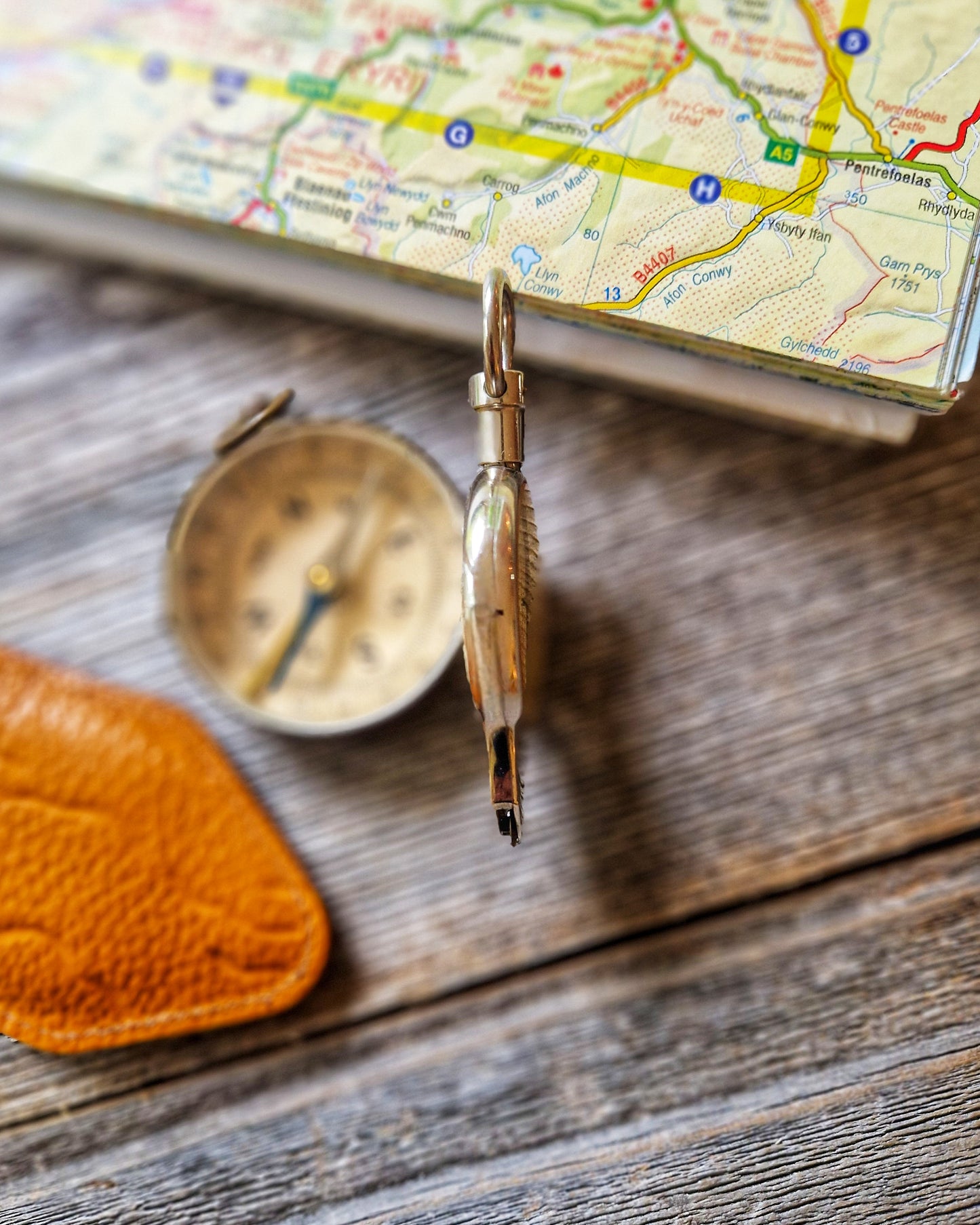 1950s Dual-Sided German Opisometer with Leather Case | Vintage Map Measurer, Travel Gift