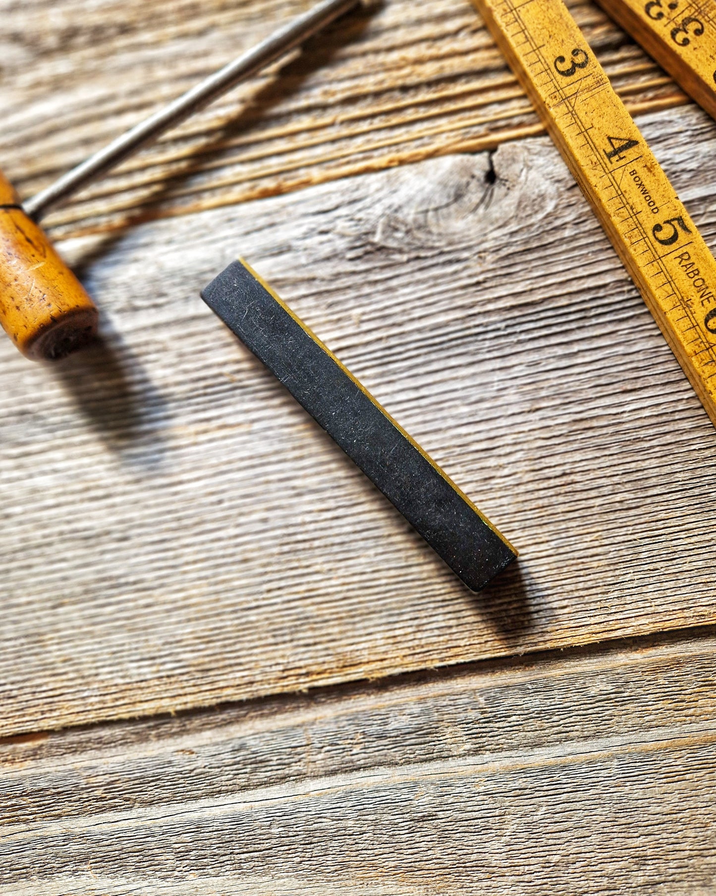 Antique English Brass & Ebony Pocket Spirit Level c. 1890-1910 | 4-Inch Woodworking Tool