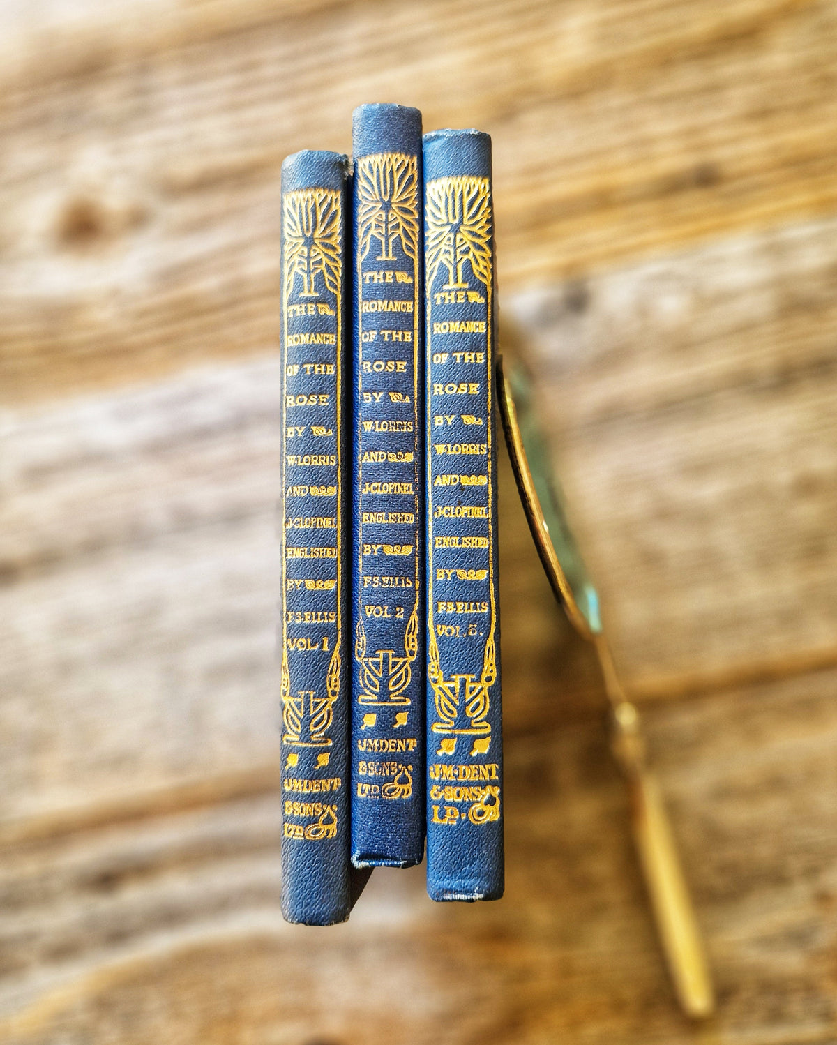 The Romance of the Rose, 1937 3-Volume Set | J.M. Dent Temple Classics, Gilt Spines & Ornamental Title Pages