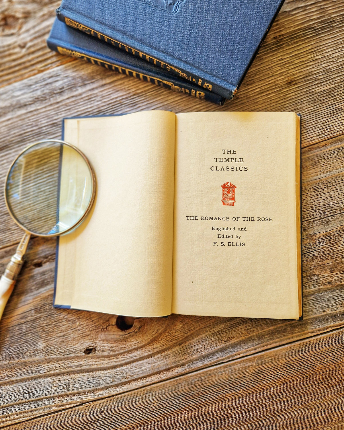 The Romance of the Rose, 1937 3-Volume Set | J.M. Dent Temple Classics, Gilt Spines & Ornamental Title Pages