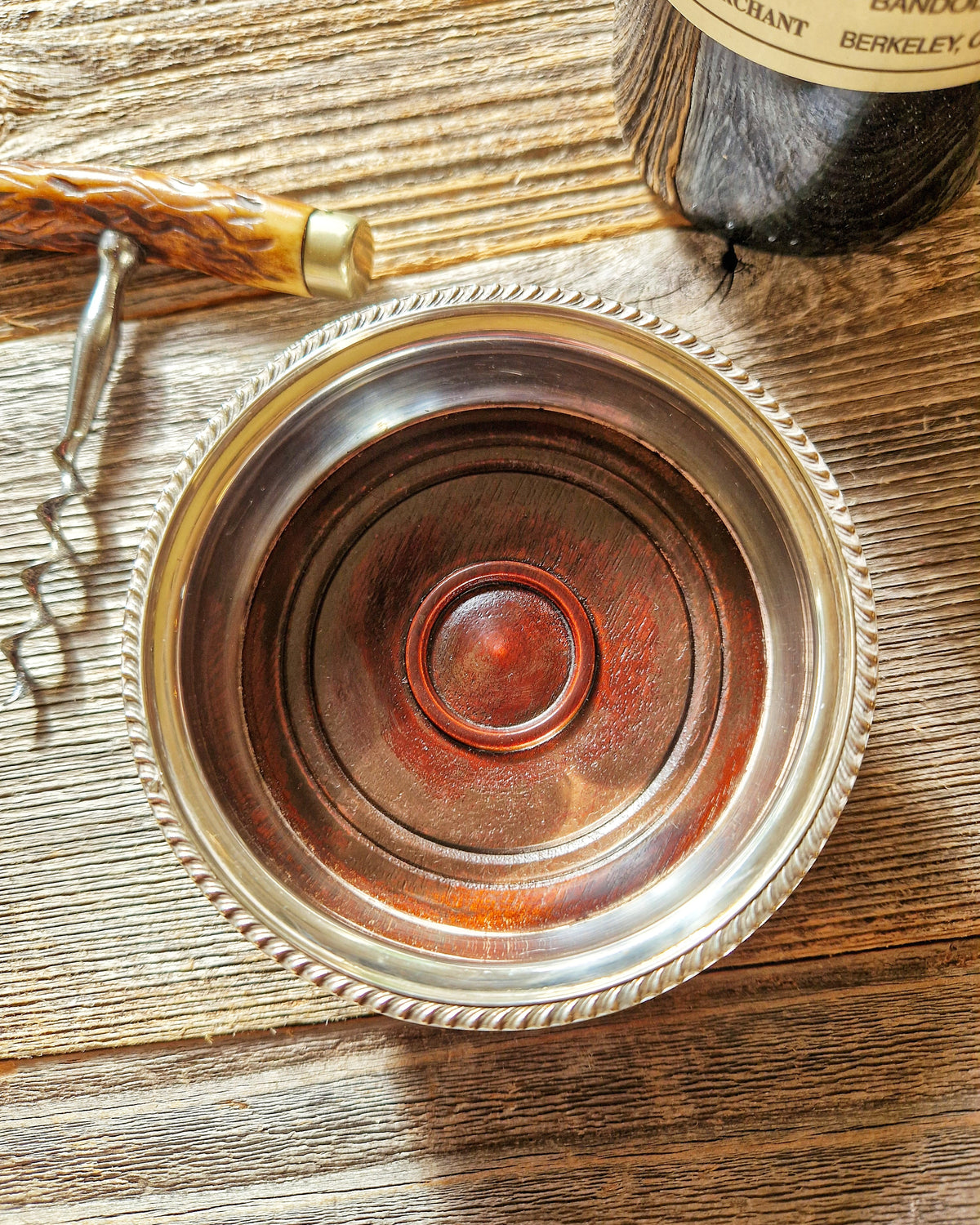 Vintage Mappin & Webb Silver Plate Wine Coaster c. 1935-1950 | 4-Inch Rope-Twist Coaster by Charles S. Green & Co.