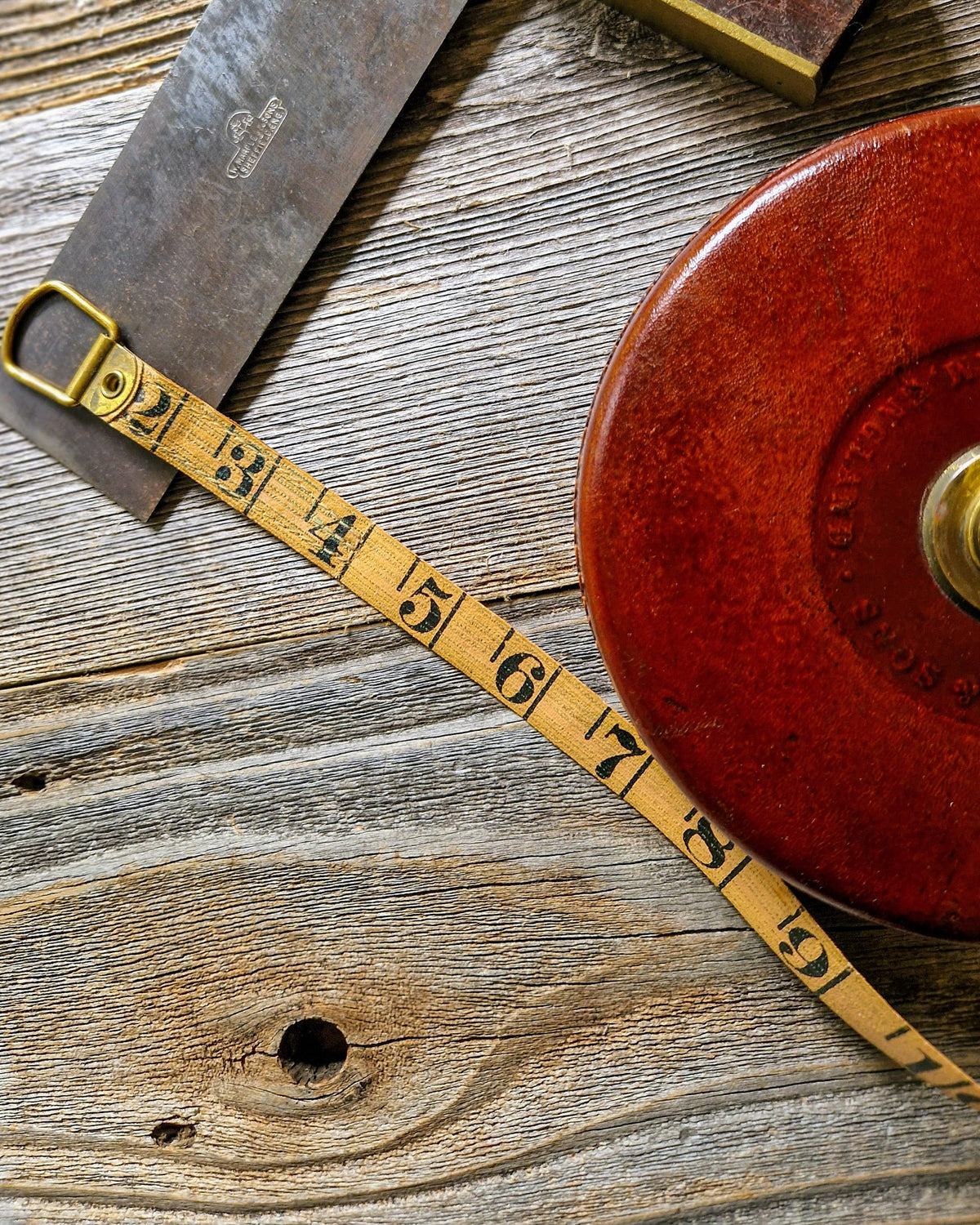 1930s Rabone 100-foot Tape Measure in Leather Case, No. 400 | Vintage English Surveying Tool