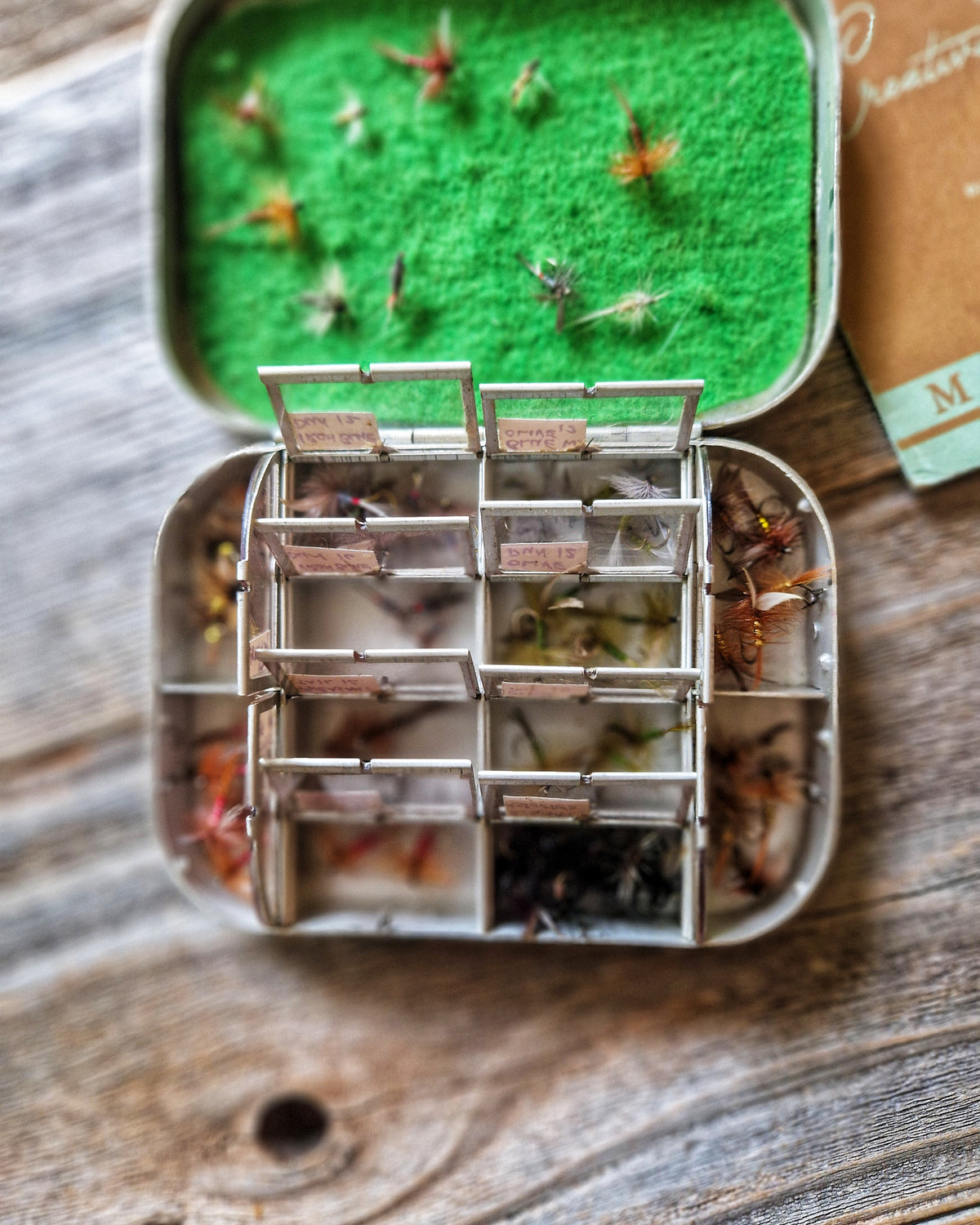 Vintage Wheatley Aluminum Fly Box Model 1407F with 68 Trout Flies | Silmalloy Case, c. 1985-1995