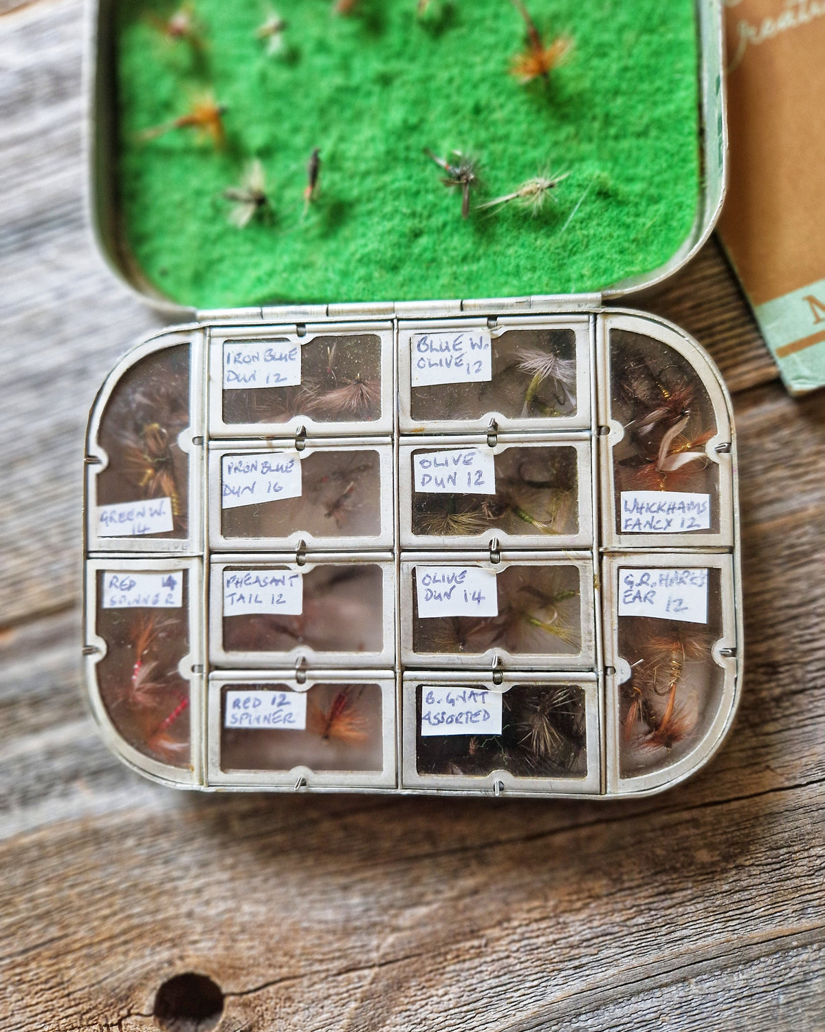 Vintage Wheatley Aluminum Fly Box Model 1407F with 68 Trout Flies | Silmalloy Case, c. 1985-1995