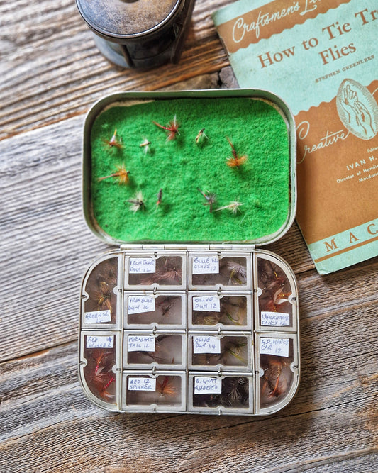 Vintage Wheatley Aluminum Fly Box Model 1407F with 68 Trout Flies | Silmalloy Case, c. 1985-1995 
