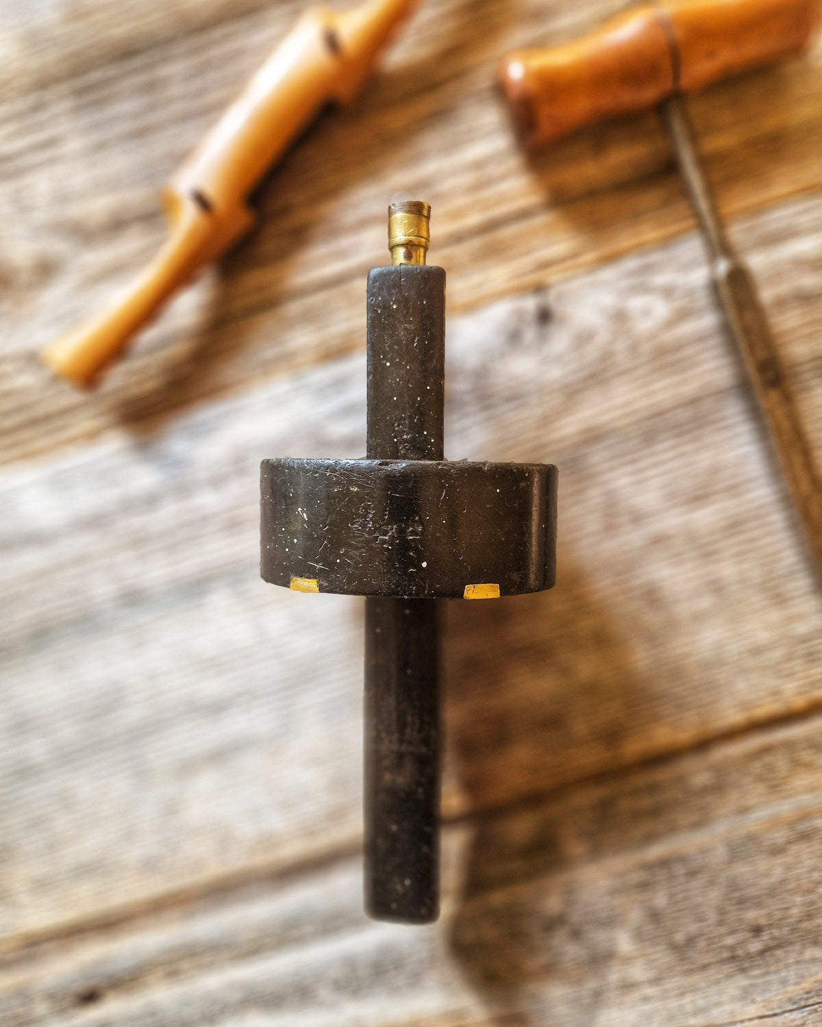 1930s Turnscrew Mortise Gauge in Ebony & Brass | Vintage English Woodworking Tool