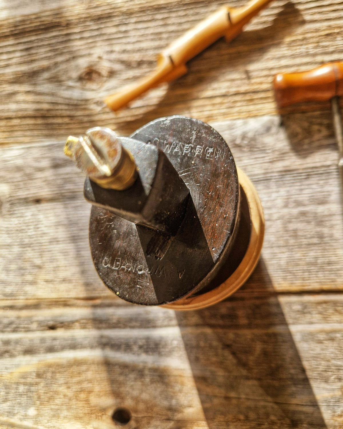 1930s Turnscrew Mortise Gauge in Ebony & Brass | Vintage English Woodworking Tool