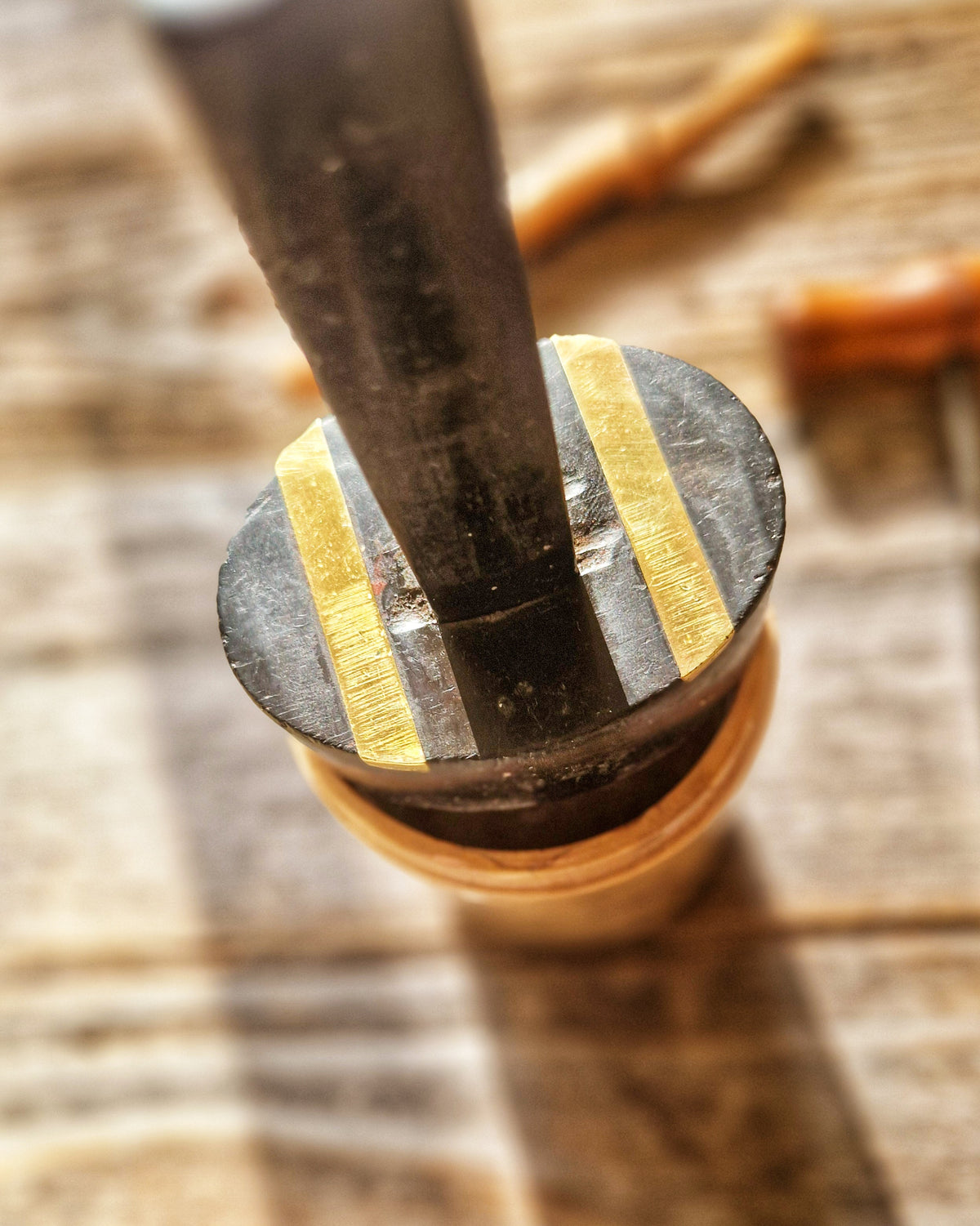 1930s Turnscrew Mortise Gauge in Ebony & Brass | Vintage English Woodworking Tool