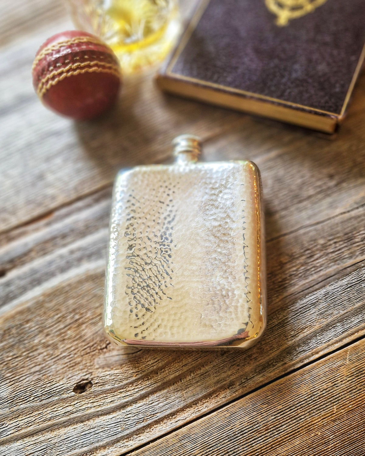1930s James Dixon Silver-Plated Hip Flask, Model 45 | Vintage 4-1/2 Inch English Flask with Hammered Finish