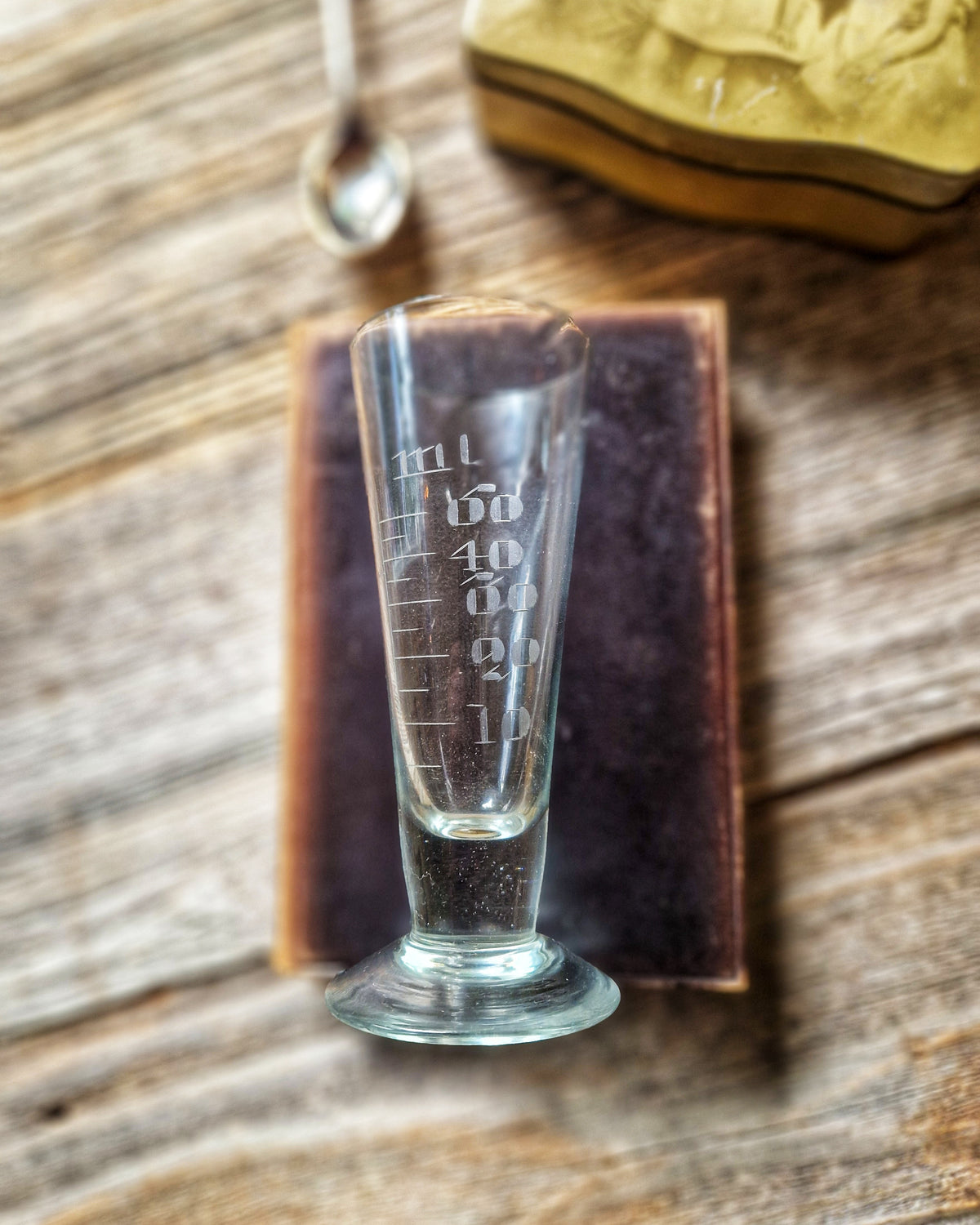 Vintage English Apothecary Measuring Jug c. 1940-1955 | Hand-Formed Glass with Milliliter Graduations