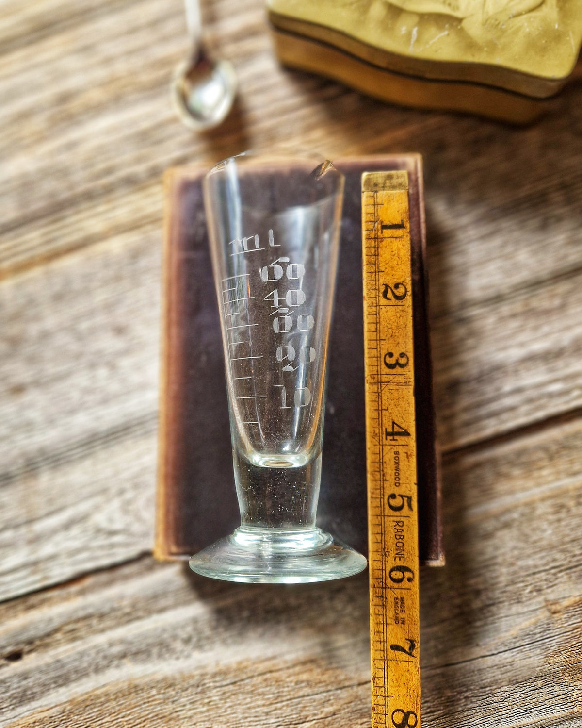 Vintage English Apothecary Measuring Jug c. 1940-1955 | Hand-Formed Glass with Milliliter Graduations