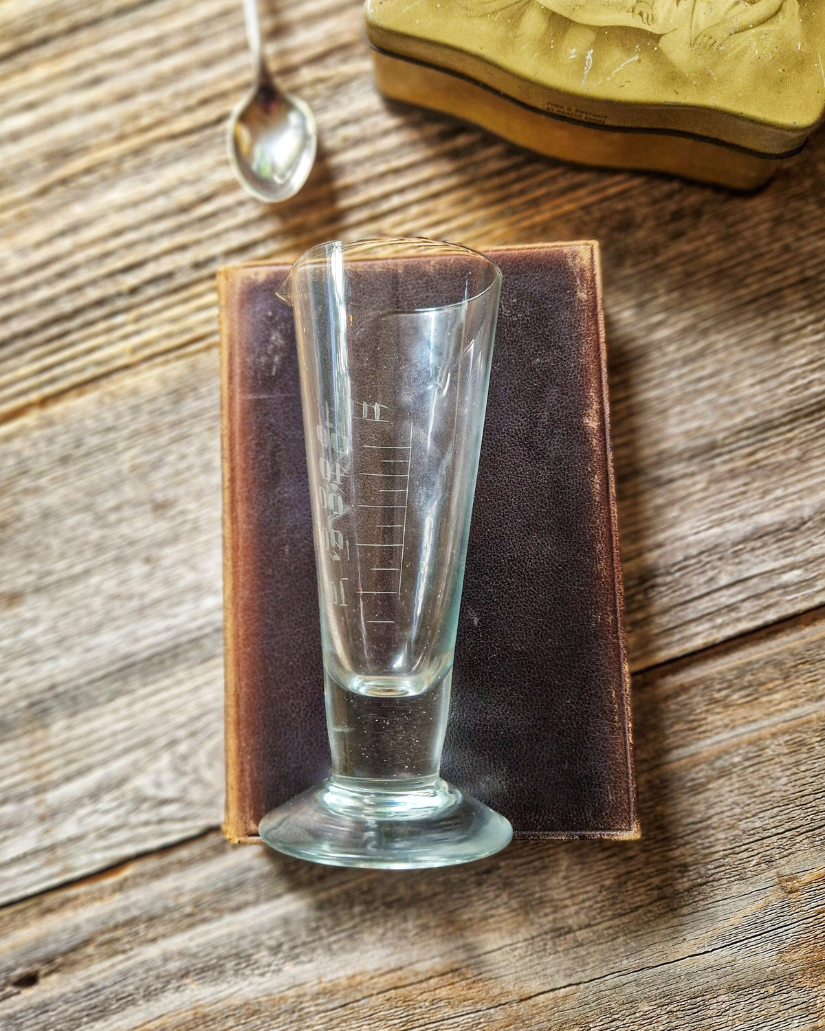 Vintage English Apothecary Measuring Jug c. 1940-1955 | Hand-Formed Glass with Milliliter Graduations