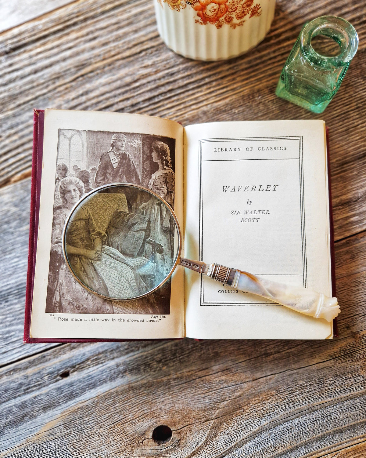 1940s Collins Pocket Edition of Waverley by Sir Walter Scott | Red Leatherette with Gilt Stamping 