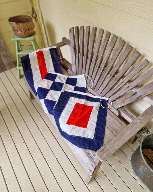 Set of 3 Vintage British Sewn Signal Flags, c. 1960-1975 | Maritime Decor 