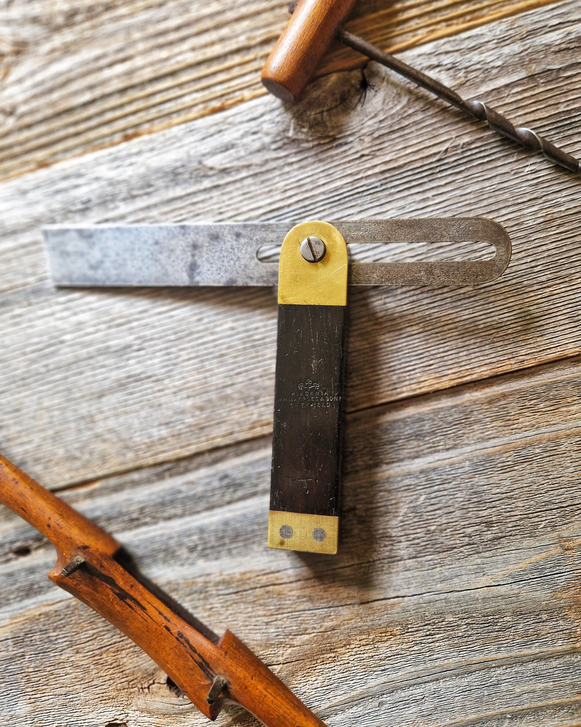 Antique Marples Sliding T-Bevel No. 2220 in Rosewood & Brass c. 1910–1930 | English Woodworking Tool