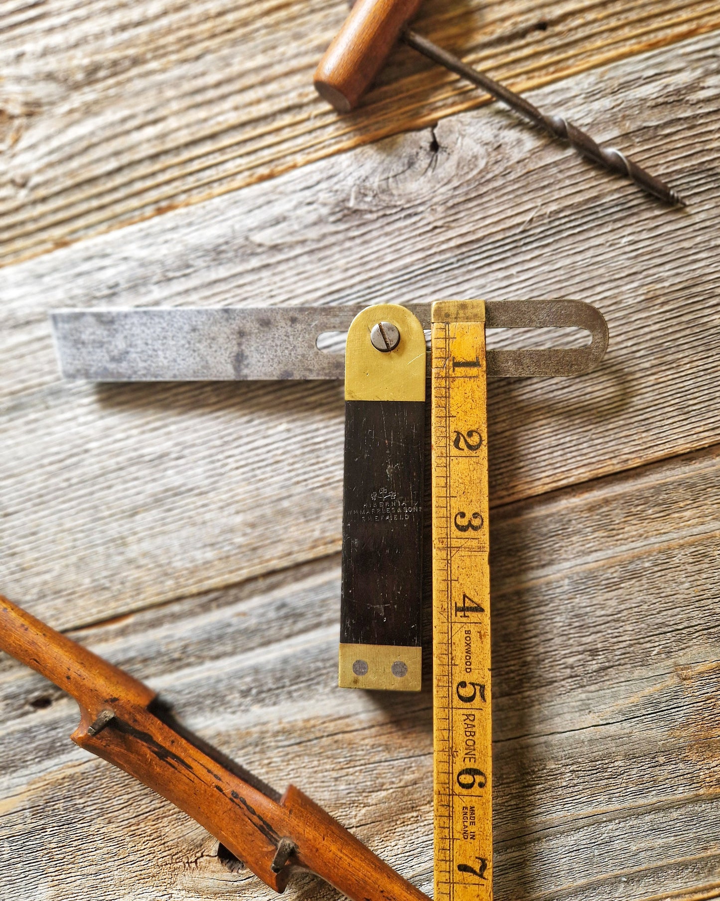 Antique Marples Sliding T-Bevel No. 2220 in Rosewood & Brass c. 1910–1930 | English Woodworking Tool
